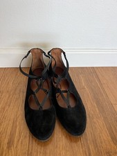 L'Amour Des Pieds Black Suede & Stretch Over-the-Knee Block Heel Boots, Size 6M