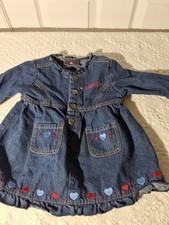 U.S. Polo Assn. Baby Girls Sleeveless Chambray Dress with Coral Bow, Size 3/6M — listing 2
