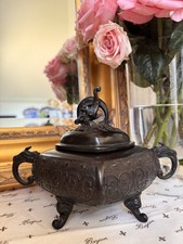 Chinese-Style Bronze/Brass Censer with Twin Loop Handles and Gilt Decoration — listing 5