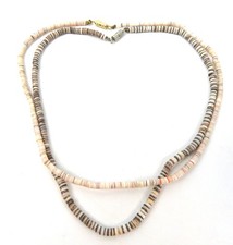 Vintage Puka Shell Heishi Necklace with Sail Pendant and Red Coral Accents — listing 5