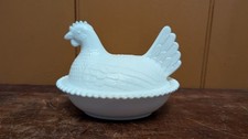 Indiana Glass Milk Glass Hen on Nest Covered Dishes (Pair) — listing 3