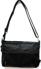 Black Leather Crossbody Bag with Heart-Shaped Zipper Pull Hardware — listing 2