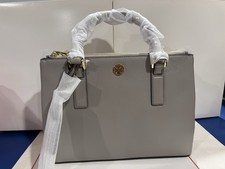 Tory Burch Robinson Saffiano Leather Tote Bag in Taupe/French Gray — listing 6
