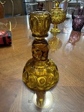 Amber Moon and Star Glass Footed Compote / Crimped Ruffle-Rim Vase — listing 6