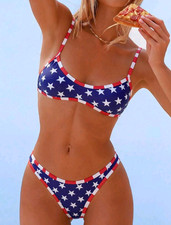 American Flag Stars and Stripes One-Piece Swimsuit with Zip Front — listing 3