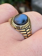 Men's Yellow Gold Black Onyx Signet Ring with Diamond Accents — listing 4