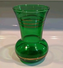Green Glass Footed Bud Vase with Swung Pinched Rim — listing 4