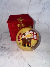 Li Bien Reverse-Painted Glass Santa Christmas Ornament with Gift Box — listing 6