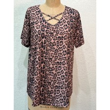 Grace & Emma Leopard Print Short-Sleeve Maxi Dress, Size XL — listing 2