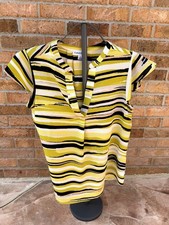 Calvin Klein Black and White Striped Cowl Neck Cap Sleeve Dress M — listing 3