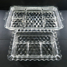 Fostoria American Divided Relish Dish with Handles, 12 inch — listing 3