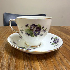 Sampson Smith Old Royal Bone China Teacup and Saucer, Pink Rosebud Pattern, listing 6