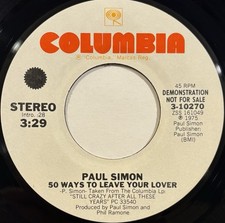 Paul Simon "50 Ways to Leave Your Lover" b/w "Some Folks' Lives Roll Easy" 45 RPM Single — listing 6
