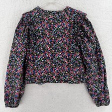 Zara Black Ruffle Puff-Sleeve Knit Top, Size L — listing 2