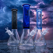 Encore Glass Beaker Base Water Pipe with Tree Percolator and White Accents — listing 6