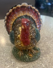 Vintage Ceramic Turkey Figurine with Fanned Tail