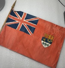 Antique Canadian Red Ensign Civil Flag, 4-Province Shield, circa 1907-1922, approx. 3ft x 2ft (36" x 17") — listing 3