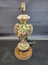 Vintage Capodimonte-Style Figural Cherub Porcelain Table Lamp with Pleated Fabric Shade — listing 3