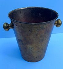 Vintage Octagonal Faux-Woodgrain Ice Bucket with Brass Dome Lid and Acorn Finial — listing 2