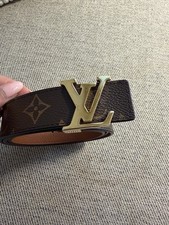 Louis Vuitton LV Initiales Belt in Blue/Navy Damier-Style Canvas with Silver Buckle — listing 4