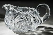 Vintage Cut Crystal Footed Creamer with Star-Burst Base, Clear, 5" x 4" x 4" Tall — listing 3