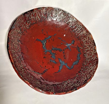 Handmade Studio Pottery Stoneware Charger with Oxblood/Blue Drip Glaze — listing 6