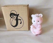 Fenton Hand-Painted Satin Milk Glass Bear Figurine with Floral Heart Motif — listing 4