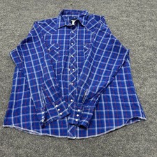 Wrangler Men's Chambray Western Pearl Snap Shirt, Blue, Long Sleeve — listing 5