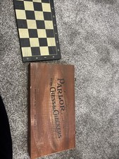 Vintage Wooden 'Parlor' Chess & Checkers Board Game Box, New York — listing 3