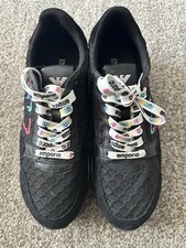 Emporio Armani Women's Black Suede Embroidered Floral Lace-Up Sneakers — listing 2