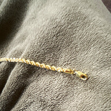 Gold-Tone Necklace and Stud Earrings Jewelry Set with Rope Chain, Unmarked, listing 4