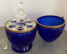Vintage Blue Pressed Glass Egg-Shaped Trinket Box with Pineapple Motif — listing 2