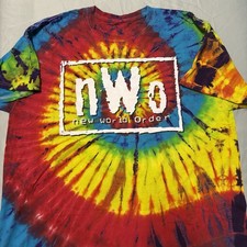 Vintage 1990s NWO New World Order Wolf Flame Tie-Dye Wrestling T-Shirt, Size XL