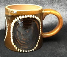 Vintage Redware-Style Slip-Decorated Pottery Bowl with Fruit Basket Motif — listing 5