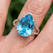 Sterling Silver Blue Topaz & Sapphire Cluster Ring