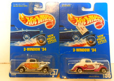 Hot Wheels '34 Ford 3-Window Coupe, Red with Flame Tampos, Blackwall Wheels — listing 2
