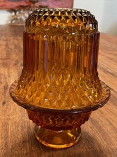 Vintage Amber Pressed Glass Bowl with Diamond Point (Sawtooth) Pattern — listing 3