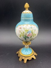 Sevres-Style Cobalt Blue and Gold Porcelain Twin-Handled Urn Vase with Hand-Painted Courting Scene — listing 2