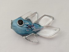 Hand-Blown Art Glass Bowl with Encased Red Goldfish Figures No mark at all