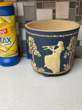 Weller Pottery Blue Ware Chase Triple Bud Vase, 8.5 inch, Cameo Horse & Rider Relief — listing 5