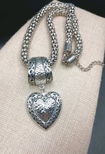 Silver-Tone Popcorn Chain Bracelet with Pavé Heart Charm — listing 2