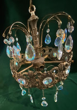 Vintage Hollywood Regency 10-Light Brass & Crystal Chandelier 24" x 20" — listing 5