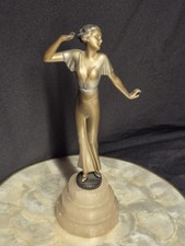 Antique Figural Spelter Lady Table Lamp with Two Floral Milk Glass Shades L. & F. Moreau, listing 2