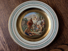 Vienna-Style Porcelain Twin-Handled Cabinet Vase with Hand-Painted Classical Scene and Raised Gilt Decoration — listing 3