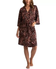 Linea Donatella Women's Ivory Satin Long Robe with Polka Dot Pattern and Lace Trim, Size L — listing 6