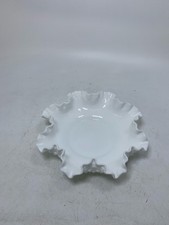 Milk Glass Crimped Ruffle-Edge Compote / Comport Bowl with Raised Center Ring — listing 4