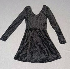 ONE Clothing Black Velvet Rhinestone Collar Fit & Flare Dress, Size L — listing 2