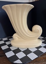 Art Pottery Cornucopia Vase with Hand-Painted Floral Decoration — listing 6