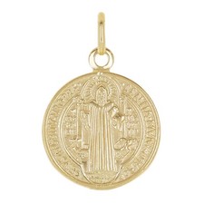 Saint Benedict Two-Tone Gold Oval Medal Pendant — listing 2