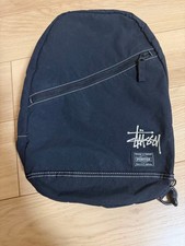 Stussy Troops Black Canvas Crossbody Sling Bag with Basic Logo and USA Flag Patch — listing 4
